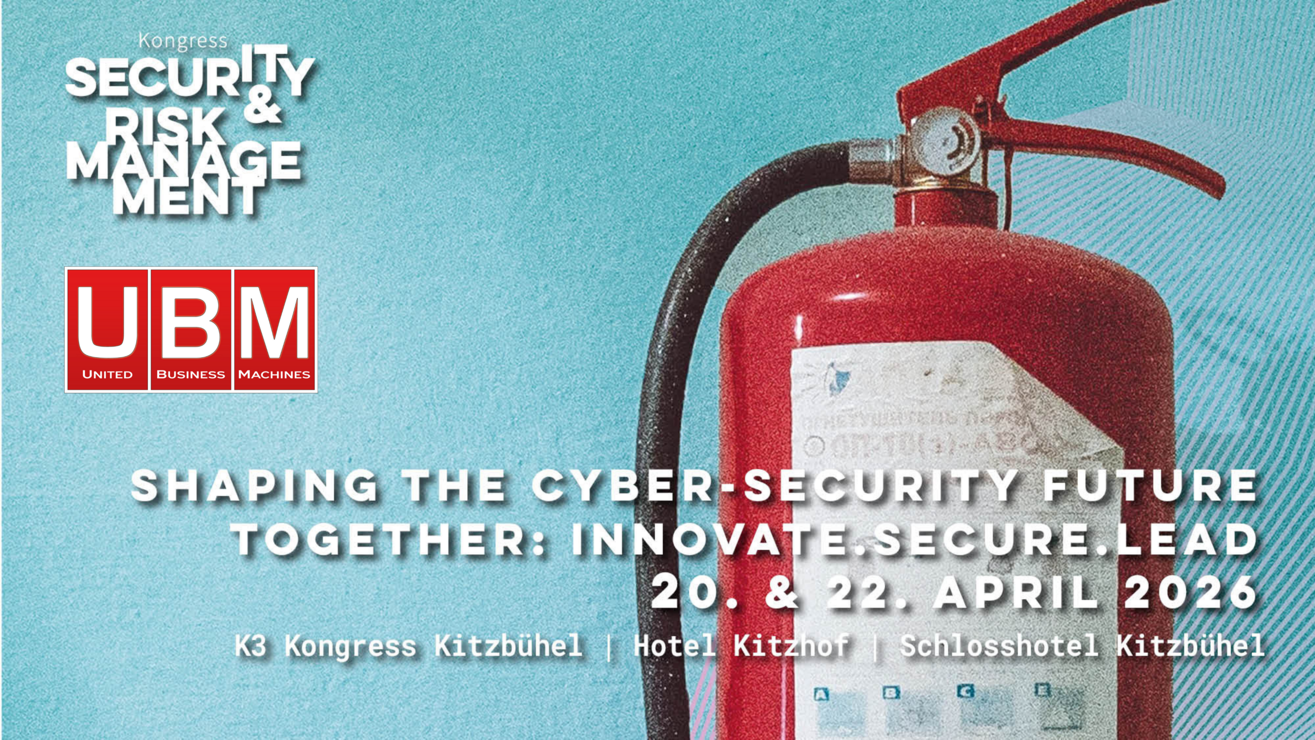 Grafik zum Security & Risk Management Kongress 2026 mit UBM – Fokus auf IT-Risiken, Datenschutz und Zero Trust Strategien.